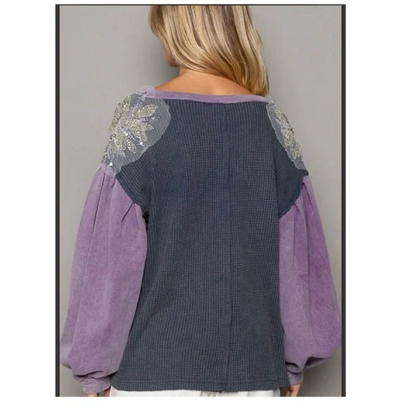 POL Glam Embroidered Patchwork Sweater - Picture 2 of 6